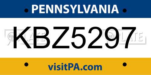 KBZ5297 Pennsylvania License Plate