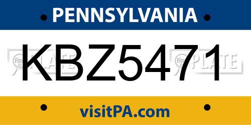 KBZ5471 Pennsylvania License Plate