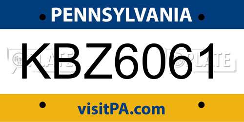 KBZ6061 Pennsylvania License Plate