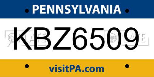 KBZ6509 Pennsylvania License Plate