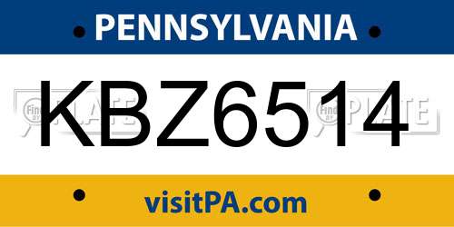 KBZ6514 Pennsylvania License Plate