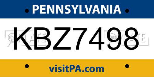 KBZ7498 Pennsylvania License Plate