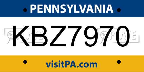 KBZ7970 Pennsylvania License Plate