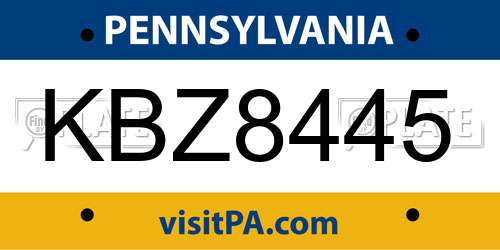 KBZ8445 Pennsylvania License Plate