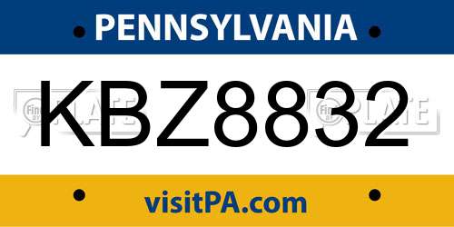 KBZ8832 Pennsylvania License Plate