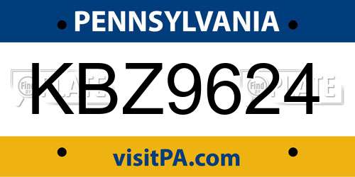 KBZ9624 Pennsylvania License Plate