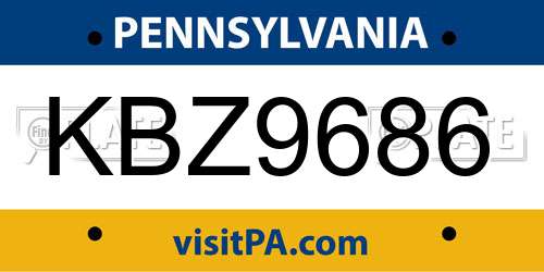 KBZ9686 Pennsylvania License Plate