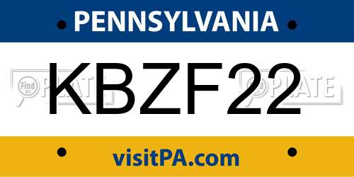 KBZF22 Pennsylvania License Plate