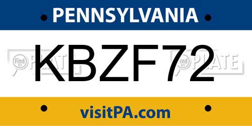 KBZF72 Pennsylvania License Plate