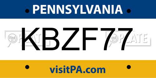 KBZF77 Pennsylvania License Plate