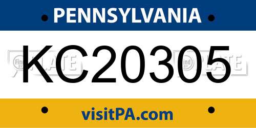 KC20305 Pennsylvania License Plate