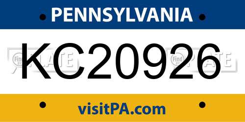KC20926 Pennsylvania License Plate