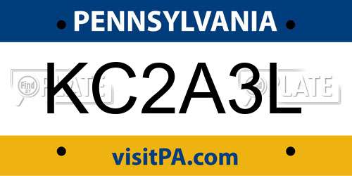 KC2A3L Pennsylvania License Plate