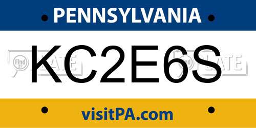KC2E6S Pennsylvania License Plate