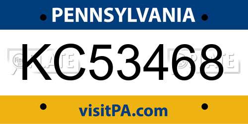 KC53468 Pennsylvania License Plate