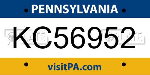 KC56952 Pennsylvania License Plate