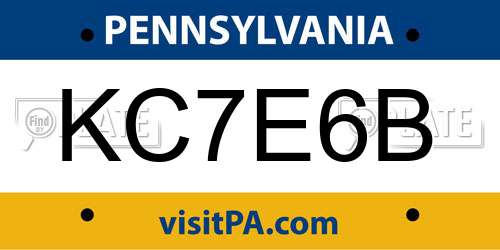 KC7E6B Pennsylvania License Plate