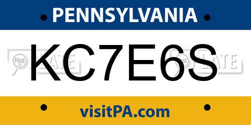 KC7E6S Pennsylvania License Plate