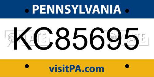 KC85695 Pennsylvania License Plate