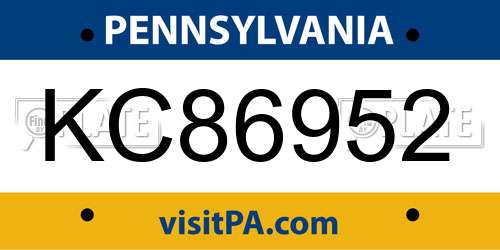 KC86952 Pennsylvania License Plate