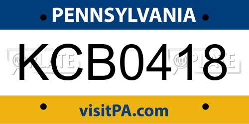 KCB0418 Pennsylvania License Plate