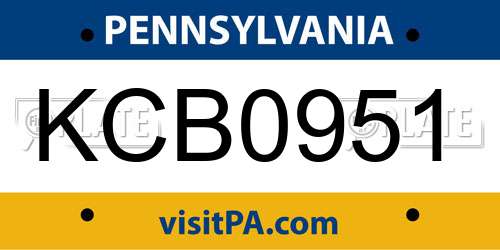 KCB0951 Pennsylvania License Plate