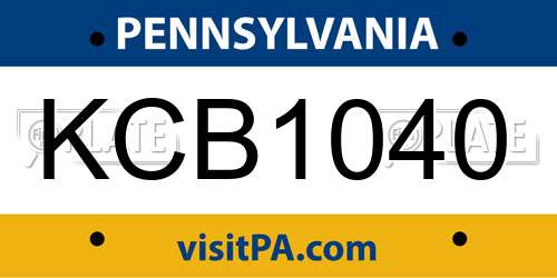 KCB1040 Pennsylvania License Plate