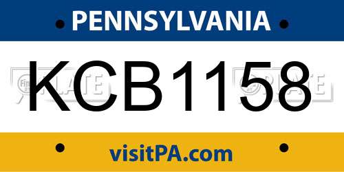 KCB1158 Pennsylvania License Plate
