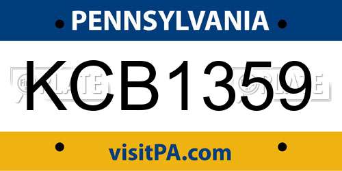 KCB1359 Pennsylvania License Plate