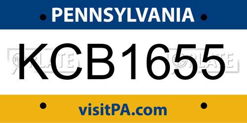 KCB1655 Pennsylvania License Plate