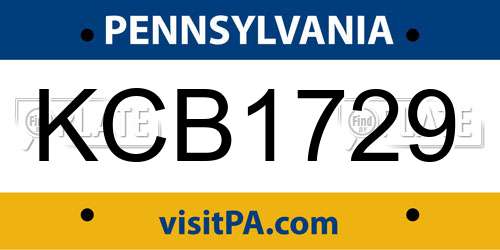 KCB1729 Pennsylvania License Plate