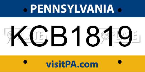 KCB1819 Pennsylvania License Plate