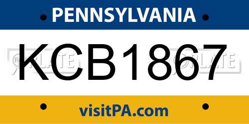 KCB1867 Pennsylvania License Plate