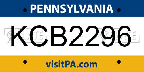 KCB2296 Pennsylvania License Plate