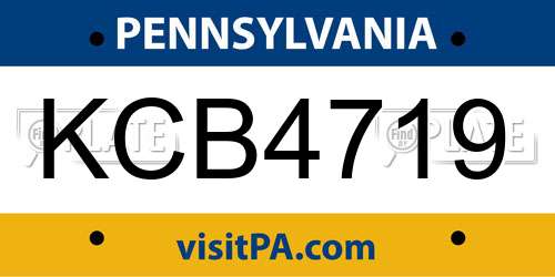 KCB4719 Pennsylvania License Plate