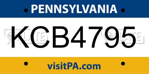 KCB4795 Pennsylvania License Plate