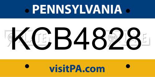 KCB4828 Pennsylvania License Plate