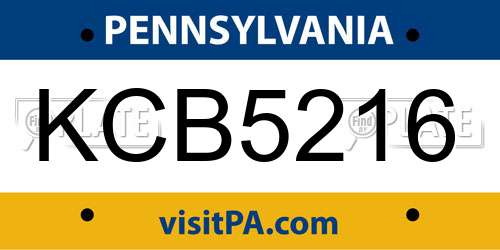 KCB5216 Pennsylvania License Plate