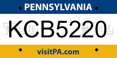 KCB5220 Pennsylvania License Plate