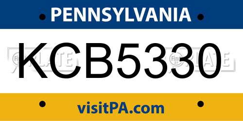 KCB5330 Pennsylvania License Plate
