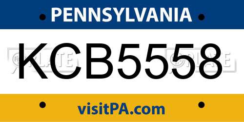 KCB5558 Pennsylvania License Plate