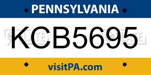 KCB5695 Pennsylvania License Plate