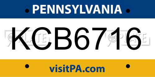 KCB6716 Pennsylvania License Plate