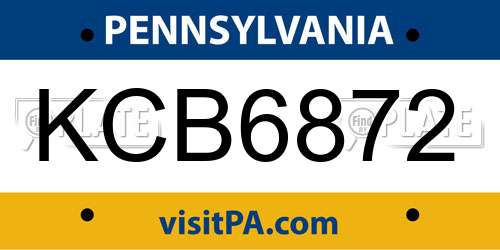 KCB6872 Pennsylvania License Plate