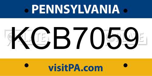 KCB7059 Pennsylvania License Plate