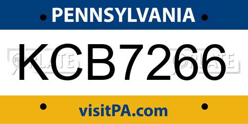 KCB7266 Pennsylvania License Plate