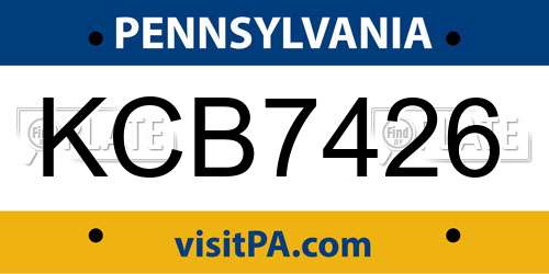 KCB7426 Pennsylvania License Plate