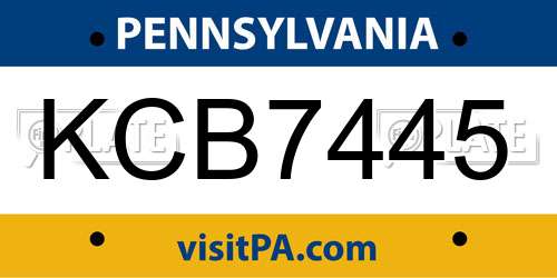 KCB7445 Pennsylvania License Plate