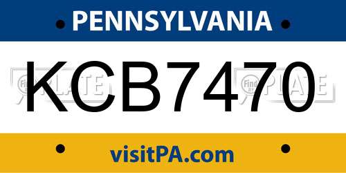 KCB7470 Pennsylvania License Plate