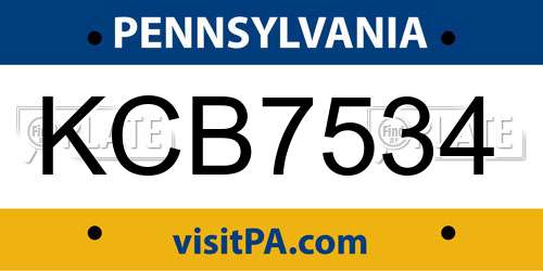 KCB7534 Pennsylvania License Plate